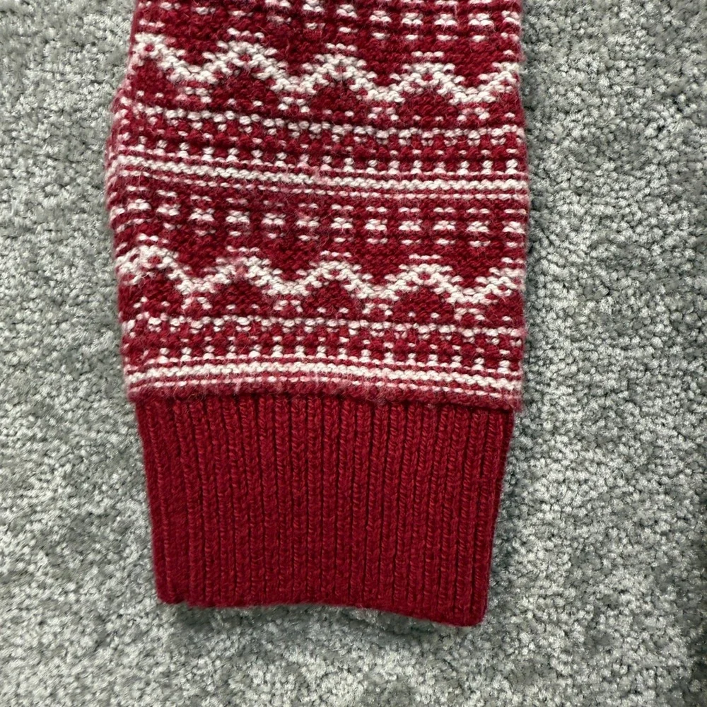 Banana Republic Fair Isle Sweater Mens Medium Burgundy White Knit HOL20 65322201